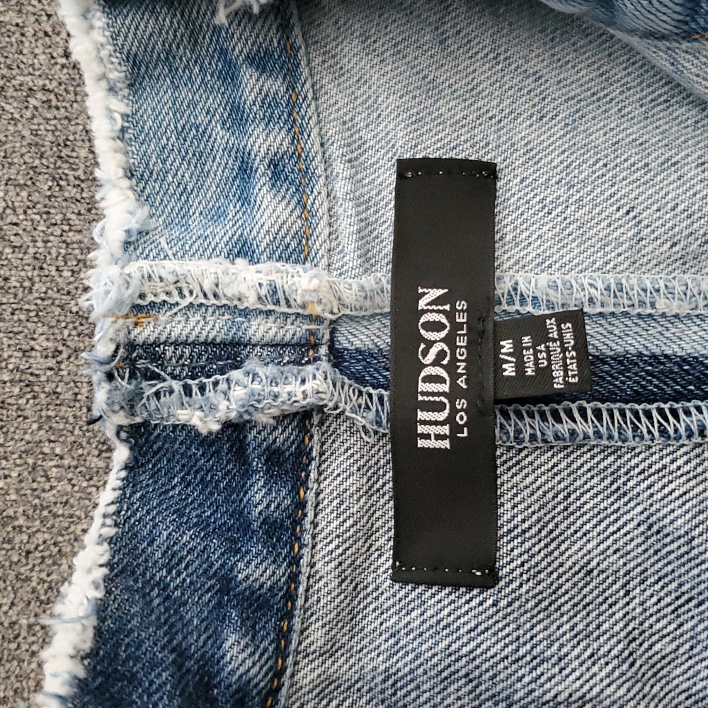 HUDSON DIY Pieced Two-Toned Distressed Button Down Sleeveless Denim Dress SIZE:M - Picture 16 of 16
